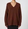 French Connection Fluffy V Neck Oversized Sweater In Chocolate In Brown