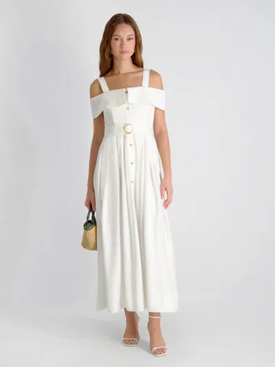 French Connection Fluid Rayon Midi Dress In White