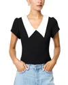 French Connection French Connetion Azra Oversized Collar Top In Black