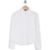 French Connection Gathered Seam Puff Sleeve Button-up Shirt In White