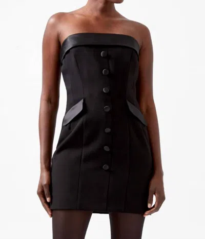 French Connection Gemma Cary Satin Strapless Dress In Black