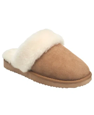 French Connection Gens Fur Band Open Slipper In Brown