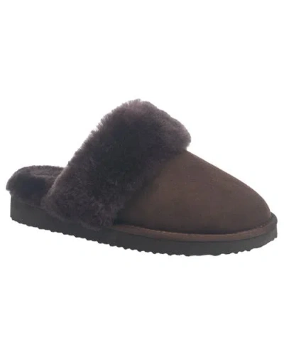 French Connection Gens Fur Band Open Slipper In Brown