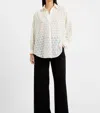 French Connection Geo Burnout Popover Shirt In Cream In White