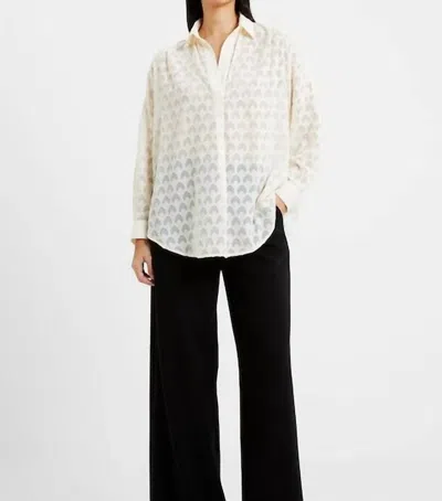 French Connection Geo Burnout Popover Shirt In Cream In Classic Cream