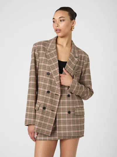 French Connection Gina Check Blazer  Coats & Jackets In Brown