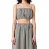 French Connection Gingham Crop Top In Gray