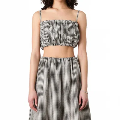 FRENCH CONNECTION GINGHAM CROP TOP IN BLACK/GINGHAM