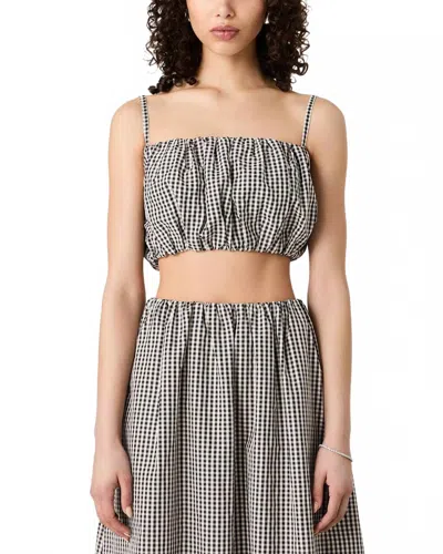 French Connection Gingham Cropped Top In Black
