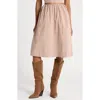 French Connection Gingham Elasticated Skirt In Gold