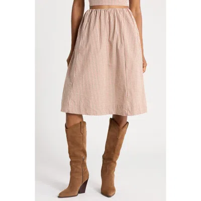 French Connection Gingham Elasticated Skirt In Gold