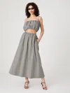 French Connection Womens Gingham Crop Top Gingham Ruched Waist Midi Skirt In Multi
