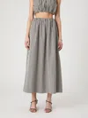 French Connection Gingham Ruched Waist Midi Skirt In Black/gingham In Black