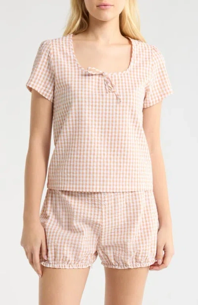 French Connection Gingham Seersucker Bloomer Short Pajamas In Neutral
