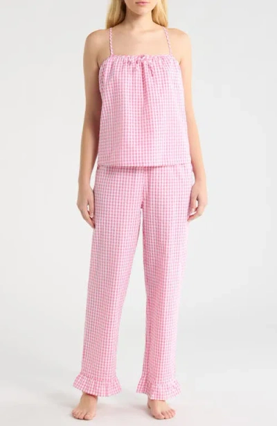 French Connection Gingham Seersucker Cami Pajamas In Pink