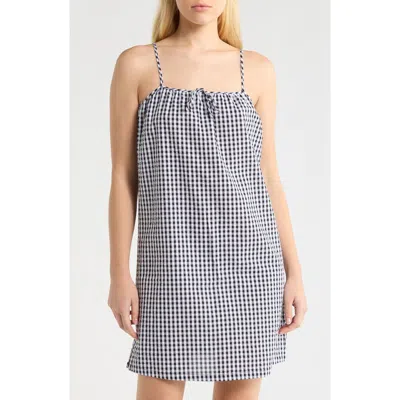 French Connection Gingham Seersucker Chemise In Blue