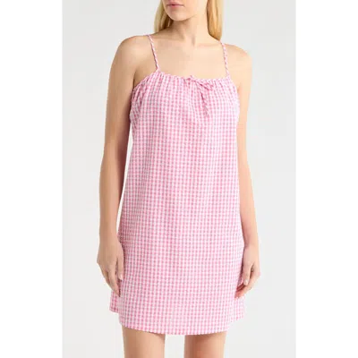 French Connection Gingham Seersucker Chemise In Pink