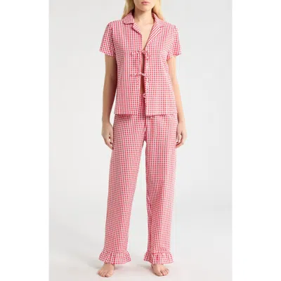 French Connection Gingham Seersucker Pajamas In Pink