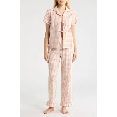 French Connection Gingham Seersucker Pajamas In Pink