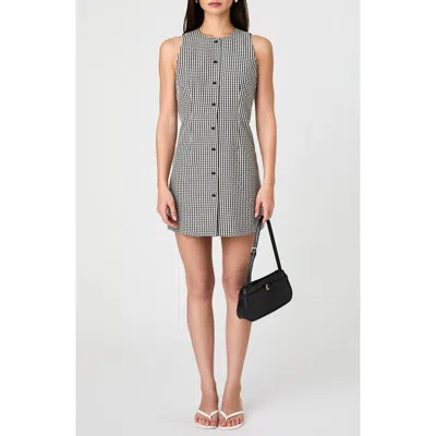 French Connection Gingham Sleeveless Cotton Minidress In Black
