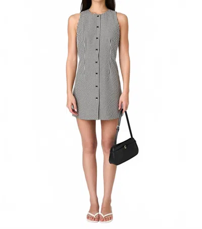 FRENCH CONNECTION GINGHAM SLEEVELESS MINI DRESS IN BLACK/GINGHAM