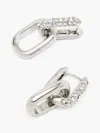 French Connection Half Pave Diamante Link Hoop Earrings  Accessories In White