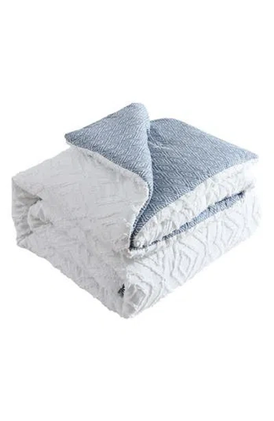 French Connection Hanwell Clipped Jacquard Comforter & Sham Set In White/blue