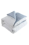 French Connection Hanwell Clipped Jacquard Duvet Cover & Sham Set In White/blue