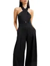 French Connection Harlow Womens Satin Halter Jumpsuit In Multi