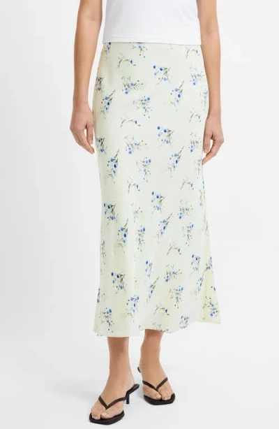 French Connection Harper Fleur Floral Bias Cut Midi Skirt In Green