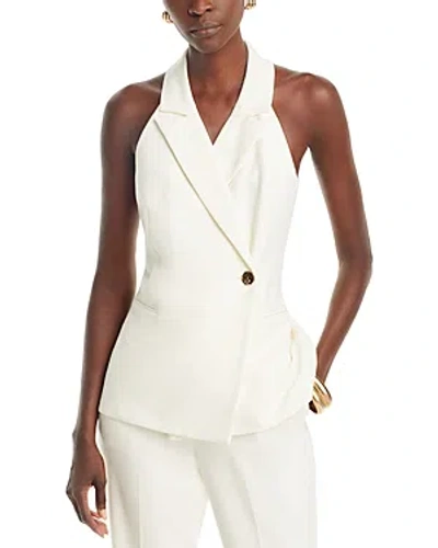 French Connection Harrie Sleeveless Blazer Top In Summer White