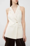 French Connection Harrie Suiting Halterneck Waistcoat In Classic Cream In White