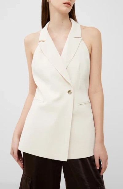 French Connection Harrie Suiting Halterneck Waistcoat In Classic Cream In White