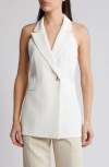 French Connection Harrie Sleeveless Blazer Top In Summer White
