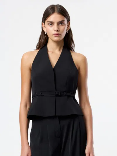 French Connection Harry Suiting Belted Halter Top In Seashell Combo