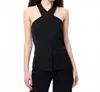 French Connection Harry Suiting Criss Cross Vest In Black In Black