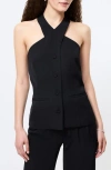 French Connection Harry Suiting Crisscross Halter Top In Black
