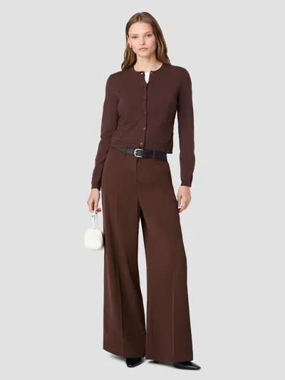 French Connection Harry Suiting High Waisted Wide Leg Trousers In Cocoa Brown