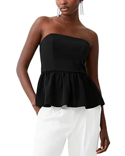 French Connection Harry Suiting Strapless Peplum Top In Blackout