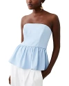 French Connection Harry Suiting Strapless Peplum Top In Cashmere Blue