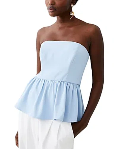 French Connection Harry Suiting Strapless Peplum Top In Cashmere Blue