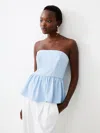 French Connection Harry Suiting Strapless Peplum Top  Tops In Blue