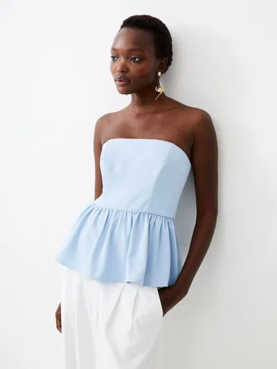 French Connection Harry Suiting Strapless Peplum Top  Tops In Blue
