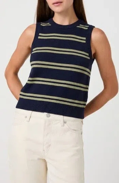 French Connection Hester Striped Rib Sweater Tank In Blue