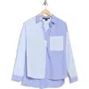 French Connection Mixed Stripe Popover Shirt In Blue Multi