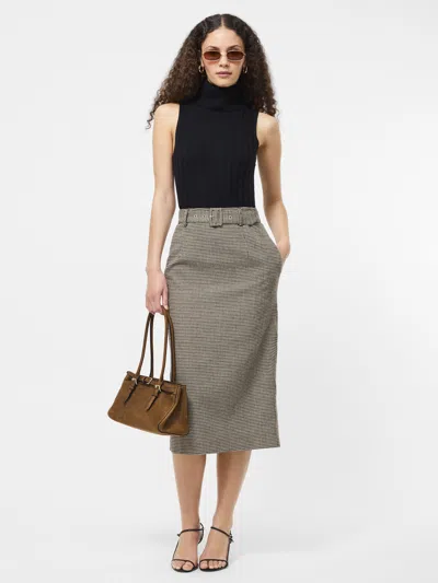 French Connection Houndstooth Belted Midi Skirt  Skirts In Gray