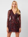 French Connection Womens Sequined Above Knee Shift Dress In Red