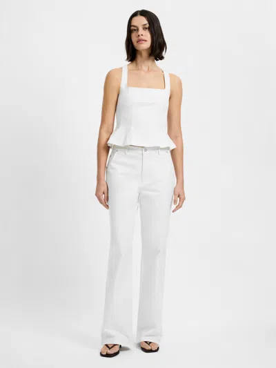 French Connection Inez Cotton Relaxed Leg Trousers In White