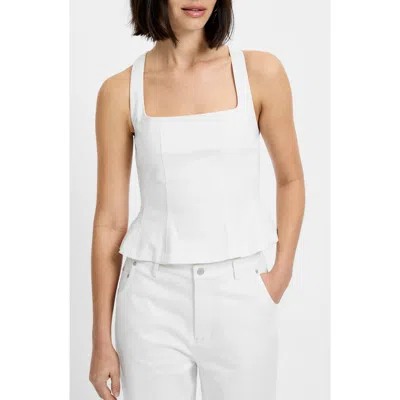 French Connection Inez Stretch Cotton Twill Peplum Top In White