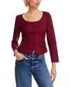 French Connection Inga Poplin Button Up Top In Burgundy
